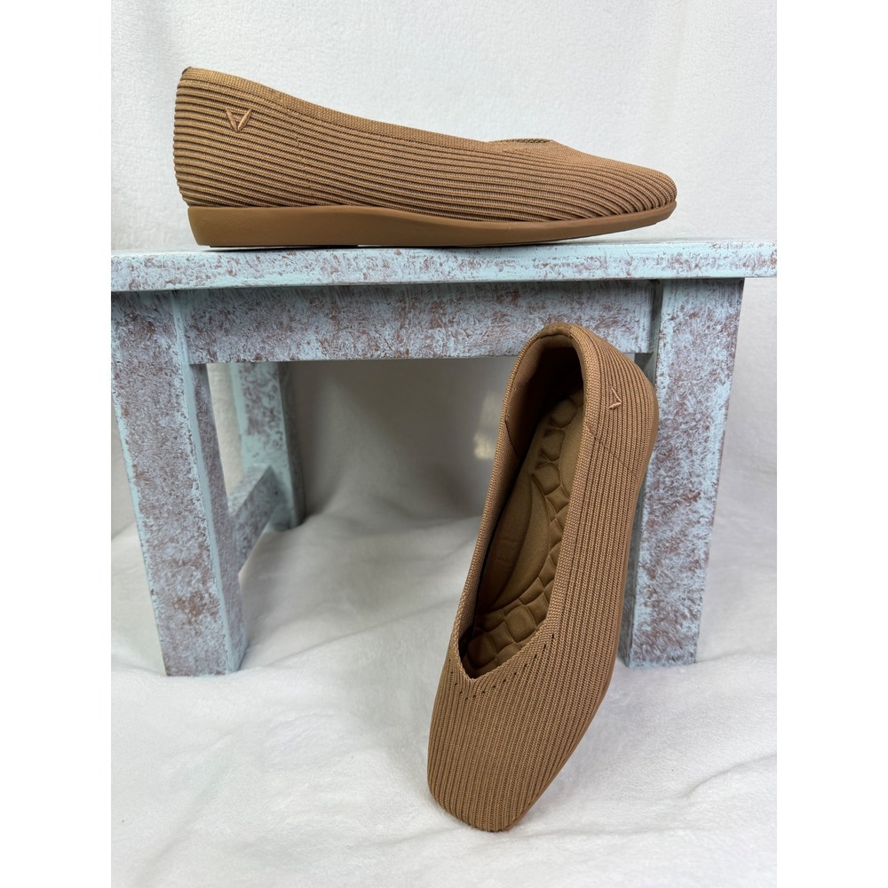 Vivaia Margot 2.0 Square-Toe V-Cut Flats Tan Brown‎ EU 35 Eco Sustainable
